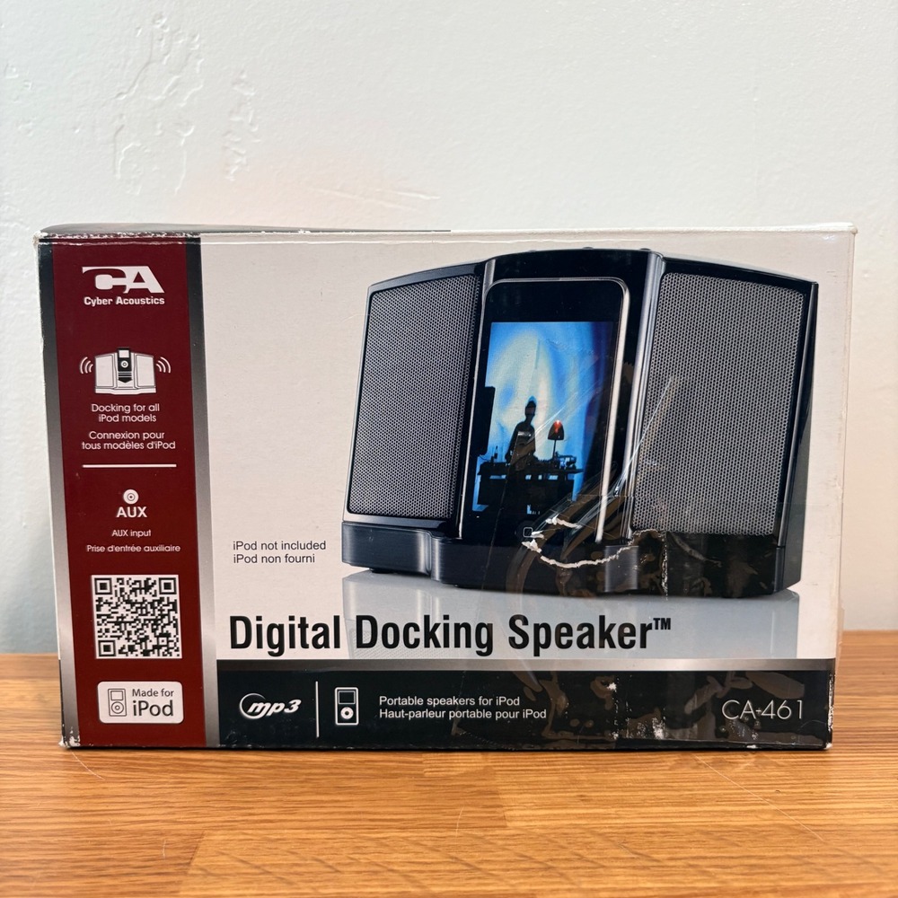 Cyber Acoustics Digital Docking Speaker CA-461 Portable AUX Black NEW (Open Box)